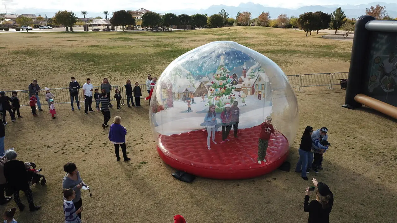 Human Snow Globe Inflatable Attraction for Event Production in Las Vegas