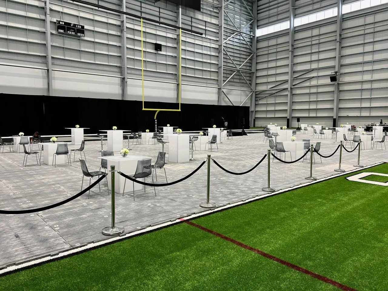 Sports Facility White Tables Transparent Chairs Event Production Las Vegas