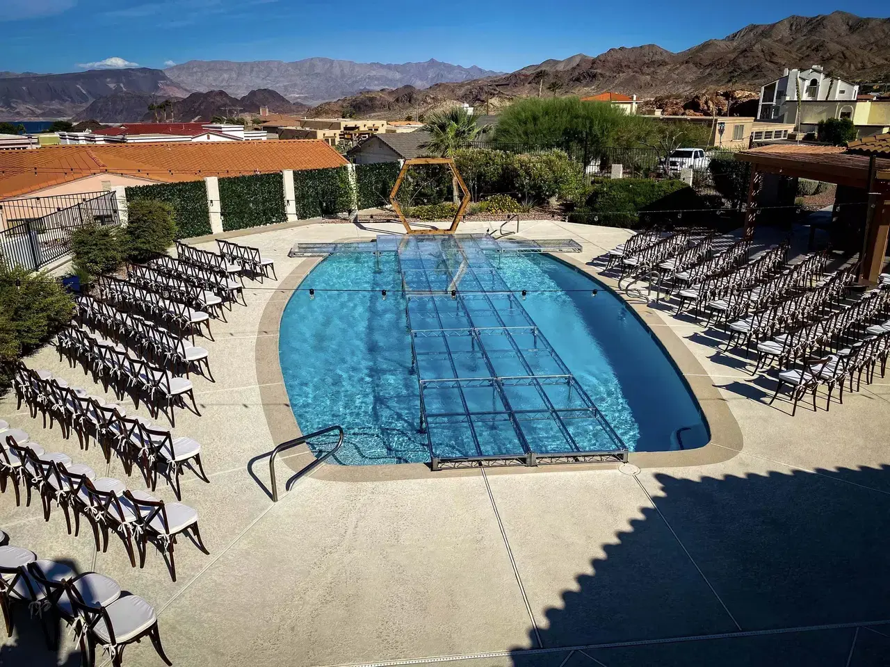 Luxury Pool Stage Over Water Installation Event Production Las Vegas
