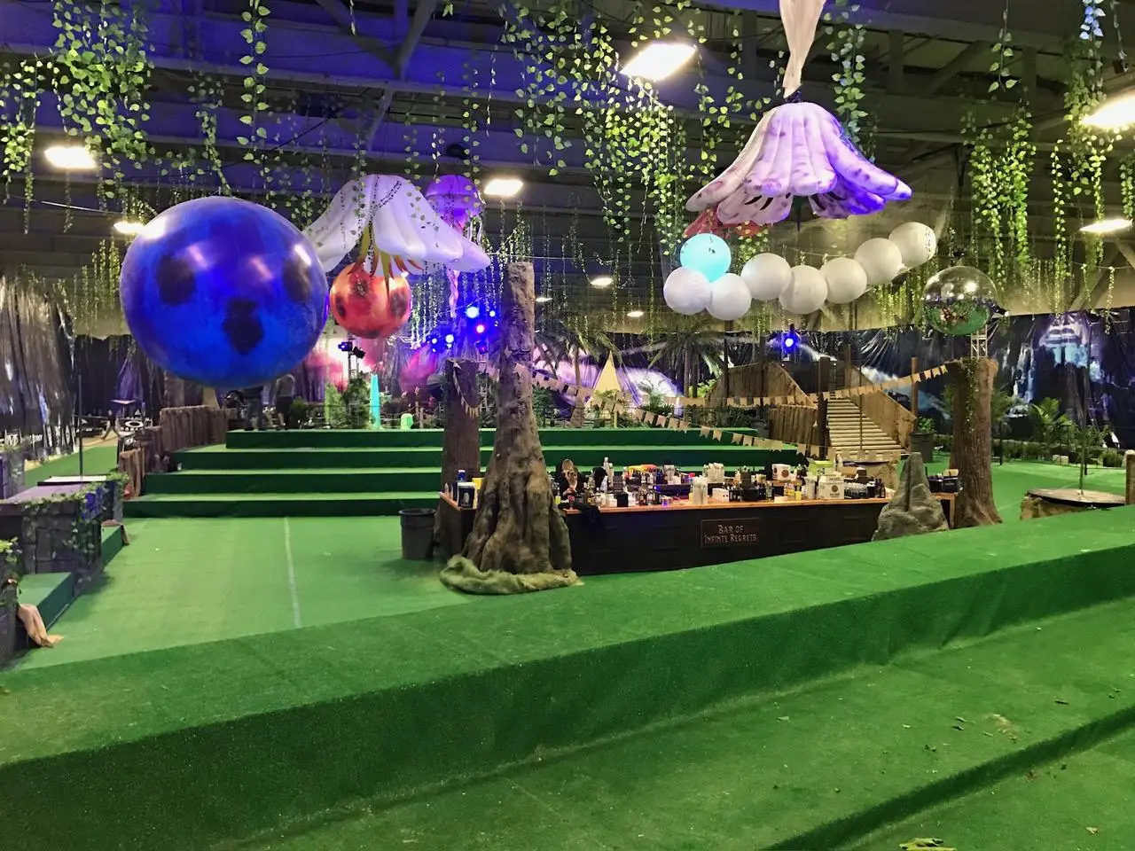 Themed Indoor Event Space Artificial Turf Jungle Decor Las Vegas Event Production